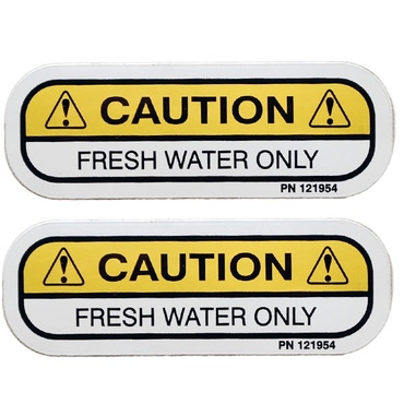 Tracker Boat Caution Decals Sticker | Fresh Water Only (Pair)