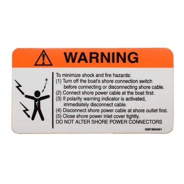 Boat Warning Decal | Shore Power Cable 4 1/4 x 2 1/4 Inch