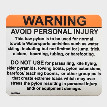 Boat Tow Pylon Warning Sticker | 3 1/2 x 3 Inch