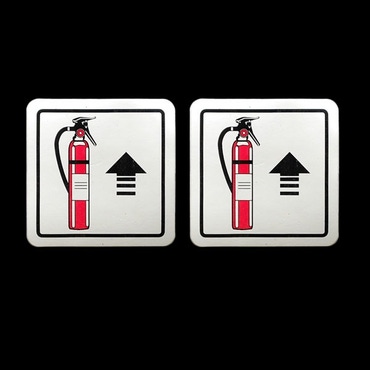 Standard Boat Fire Extinguisher Decals | 1 1/2 Inch Red White (Pair)