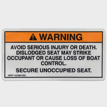Sea Ray Boat Warning Decal Sticker 2064165 | Dislodged Seat